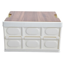 Multi Function Box Foldable Storage Box Waterproof Wooden Cover Plastic Folding Box, Large Car Backup Storage Box Sturdy Handle Glossy Surface for Hom