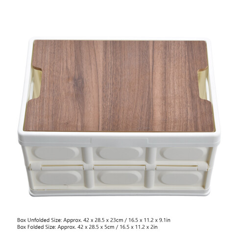 Multi Function Box Foldable Storage Box Waterproof Wooden Cover Plastic Folding Box, Large Car Backup Storage Box Sturdy Handle Glossy Surface for Hom 1