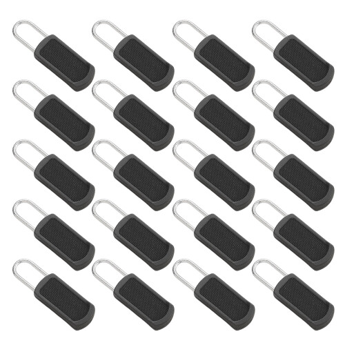 20Pcs Zippers Pull Replacement Set for Luggage Boot Jeans-Black