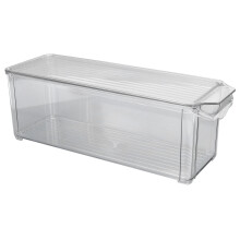 Stor BPA-fri opbevaringsboks i gennemsigtigt design. Hold orden med vores miljøvenlige, holdbare, klare plastikorganisator til babymad og juice.