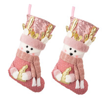 Spacious and Soft Pink Sequins Christmas Stocking for-Elk