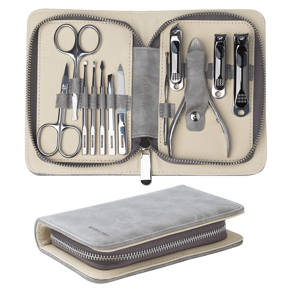 Manicure Set 12Piece Stainless Steel Nail Clipper Kit for Precision Cutting and Travel Grooming