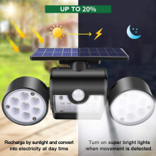Solar Lights Outdoor, Super-Bright LED Adjustable Spotlights with PIR Sensor, All-Weather Resistant Energy Saving Lights for Garden Garage Patio (2