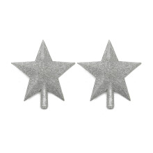 Pack of 2 Shimmering Star Tree Toppers Ornament For-Silver S