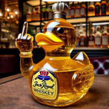 (Little yellow duck crown) Funny French Bulldog Whiskey Bottle