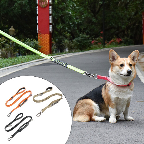 Reflective Pet Leash with Adjusting Clasps for Outdoor-Khaki 2