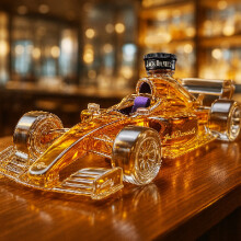 (Racing black cover) Interesting Racing Car Shape High Borosilicate Glass Wine Bottle Whiskey Bottle Decanter