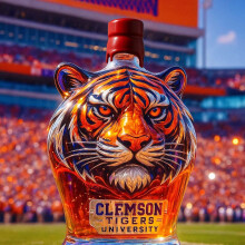 (Red lid) Popular Tiger Head Wine Bottle With Realistic Color Rendering Whiskey Bottle And Drinking Utensils
