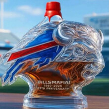 (Red lid) New Bull Head Glass Wine Bottle Handicraft Glass Whiskey Bottle