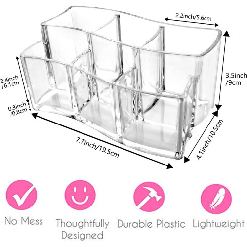 Multipurpose Cosmetic Brushes Storage, Easy Clean Makeup Container, Crystal Clear Acrylic Organizer for Space Saving Vanity Solution 2