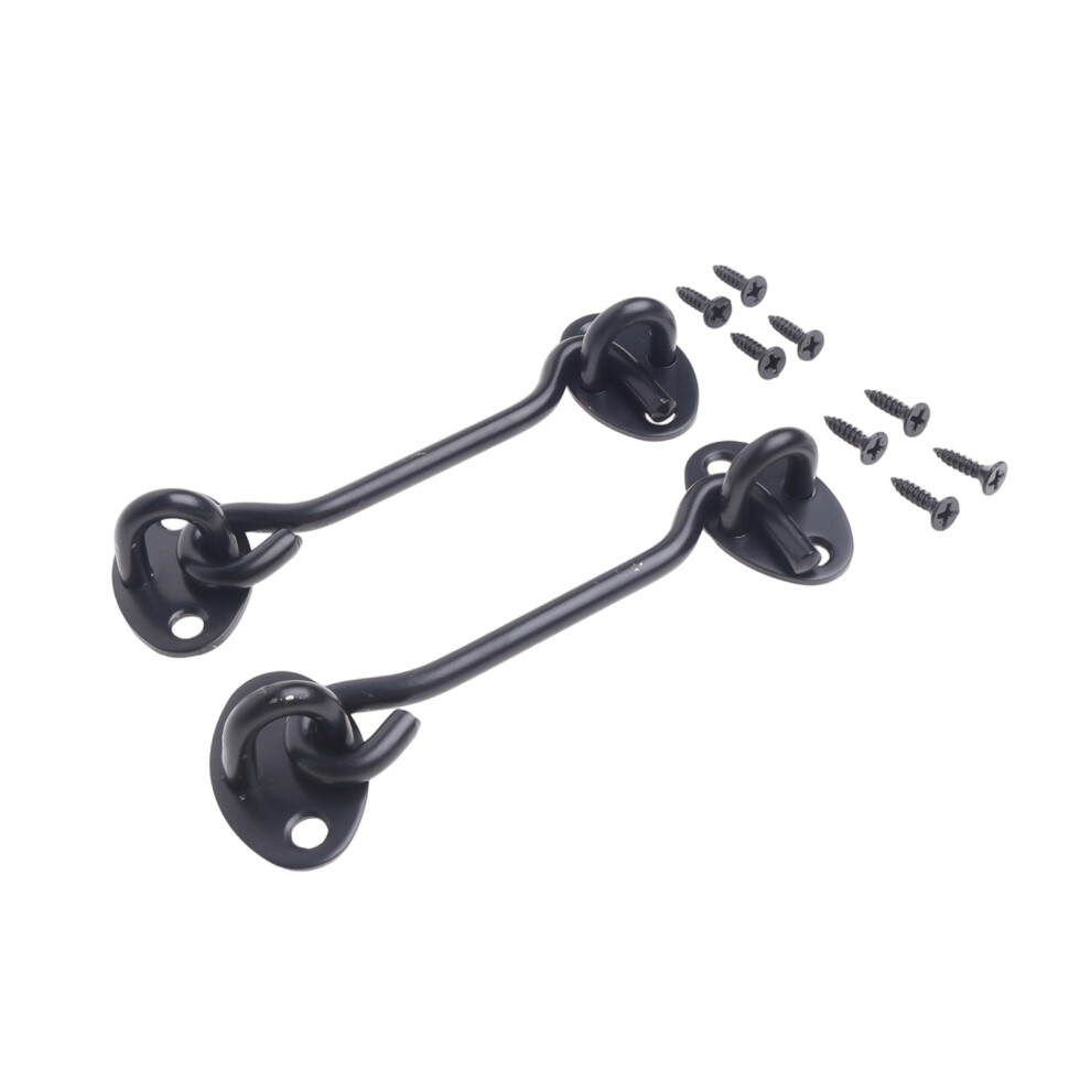 Hook And Eye Latch, 2 Pack Black Door Latch For Internal Hooks To Keep Open, Apply To Wooden Gates, Window Brace Gate Door Catch 9554910112625