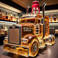 (Truck head red cover) New Car Truck Whiskey Bottle