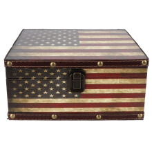 Cutie de suveniruri rezistentă, cu finisaj vintage din lemn și design cu steagul american, cadou ideal pentru o amintire unică și o prezentare