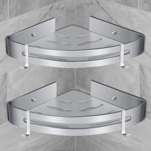 Elegant Corner Shelf Design, Bathroom Shower Caddy No Drill Installation, Rustproof Material Wall Mounted Shelves for Shampoo Storage, 2 Pieces