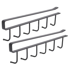 Zelfklevende organizer met schroefbevestiging voor onder keukenkastjes, gemaakt van hoogwaardig metaal voor duurzaamheid (2 stuks, zwart).