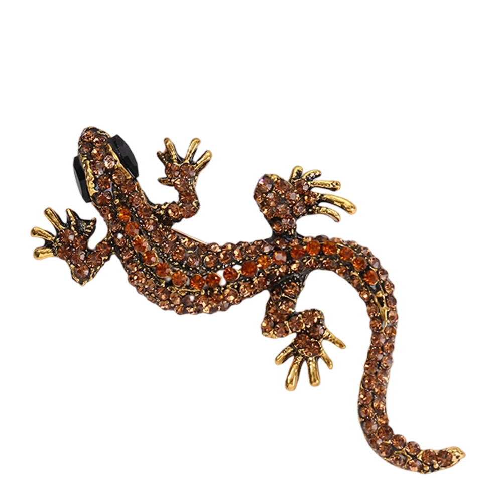 Dark/Brown Unique Lizard Shaped Brooch Antique Inspired Alloy