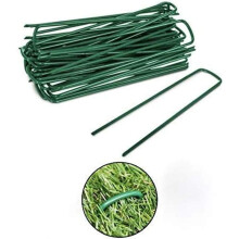 U-Shaped Garden Pegs, Heavy Duty Steel Galvanized Weed Barrier Membrane Fixers, Easy to Use Sharp End Stakes for Weed Fabric, Turf and Landscape