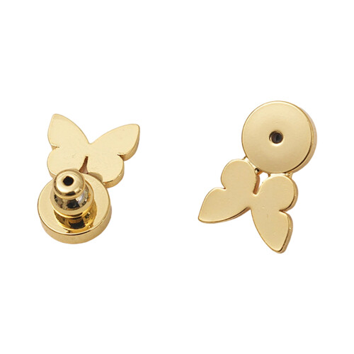 Adjustable Earring Backs For Drooping Earlobes-Gold Butterfly