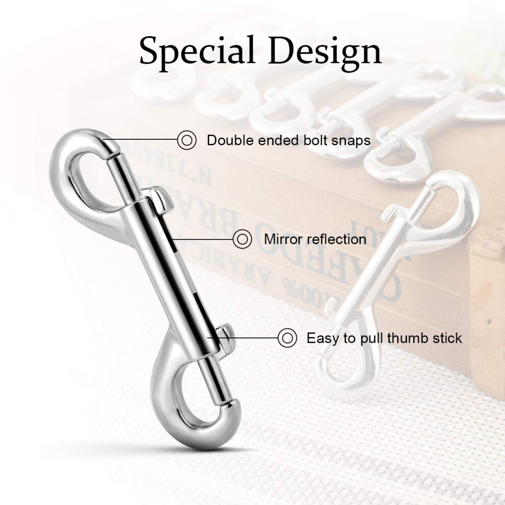 High-Quality Double Ended Bolt Snaps, Secure Closure With Easy-Open Thumb Lever For Versatile Applications, 6Pcs Silver 2.7 Inch Zinc Alloy Hooks 9048212388586