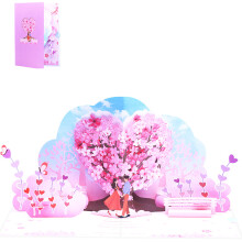 Lovely Sakuras Greeting Card with Envelope 3D Flower and Couple