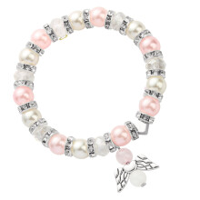 Delicate Rose Pearls Charm Bracelet-Cross Pearl Bracelet Silver