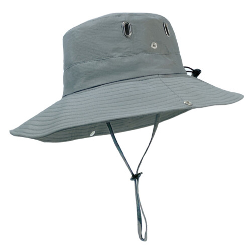 Breathable Packable Sun Hat Adjustable Headband-4 holes gray