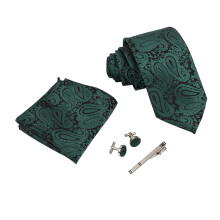 Men Classical Tie Set with Pocket Square and Cufflink Tie-S30 1