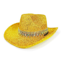 Luxurious Cowboy Hats Crystal Glitter Hat Bride Hat for-Gold