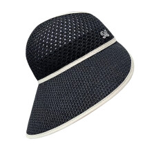 Foldable Straw Sun Hat with Wide Brims for Lady Beach-Black