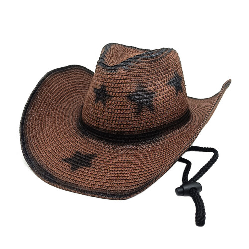 Multiuse Western Styles Sun Hat Breathable Straw-Coffee color