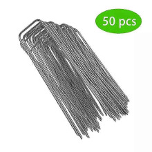 50 U-shaped garden stakes, for weed control fabric, camping stakes, garden fencing, 2.5 x 40 x 200 mm