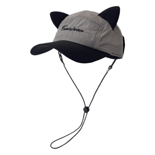 Chapeau de Baseball avec oreilles de chat, avec-Gris avec corde