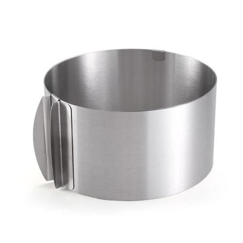 Adjustable Stainless Steel Bakeware Mold, Professional Cake Decoration Tool For Versatile Baking, Matt Silver, Non-Stick Surface, Adjustable From 6 1