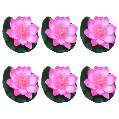 6Pcs Artificial Floating Pond Plant Decorations for-water pink