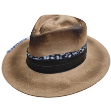 Dark Series Wool Fedoras Hat with Skull Top for-Model 2