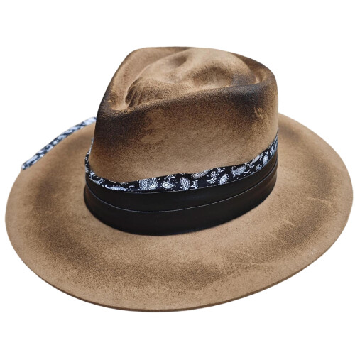 Dark Series Wool Fedoras Hat with Skull Top for-Model 2