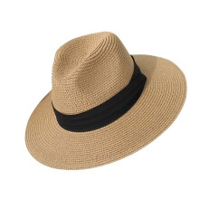 Western-Bandband-Strohhut, böhmischer Sonnenschutzhut für-Khaki