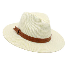 Handmade Panama Hat Elegant Wide Brimmed Decorated Sun-milky
