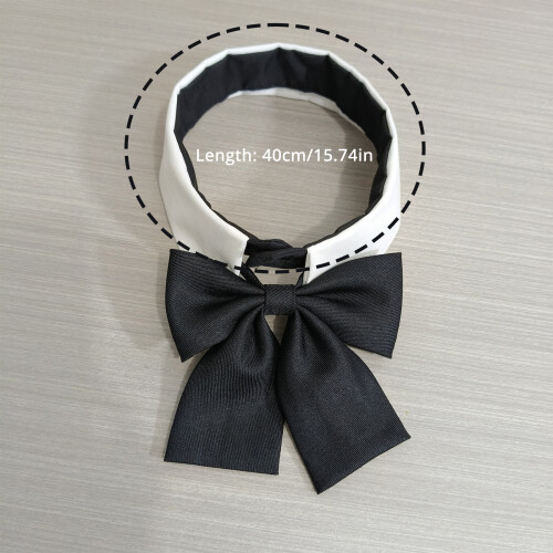 Stylish Polyester False Collar with Classical Black Bowtie Lapel 2