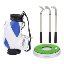 Presentes divertidos para homens que gostam de golfe: porta-canetas com mini bolsa de golfe e carrinho de golfe móvel; acessórios de mesa com tema