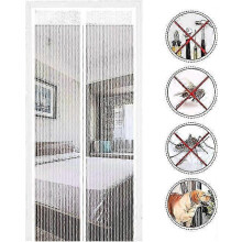 Magnetic mosquito net (80 x 200 cm, white) - Self-closing door curtain - Insect screen with magnets - No drilling required