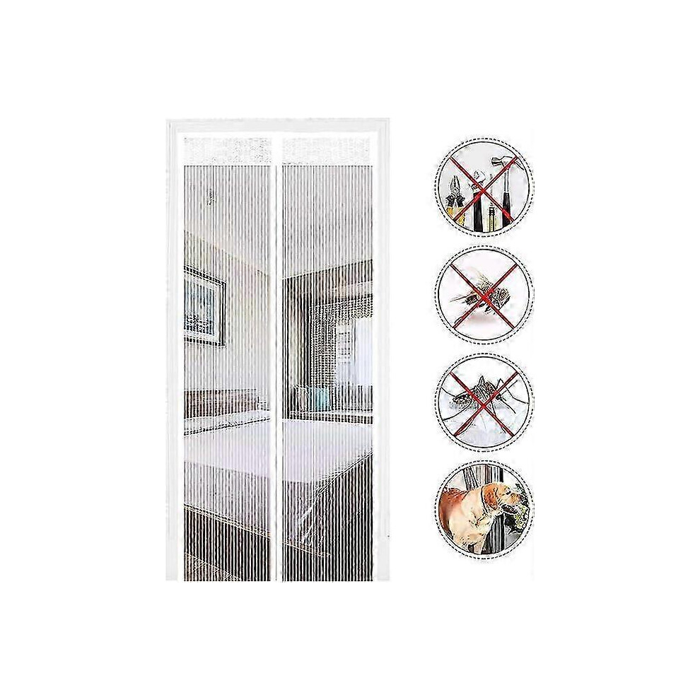 Magnetic mosquito net (80 x 200 cm, white) - Self-closing door curtain - Insect screen with magnets - No drilling required