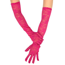1pair Luxurious Lace Gloves Transparents Exquisites-Rose red