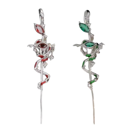 Ear Cuff Detailed Craftsmanship Alloy Texture Ear Pin-Red 2