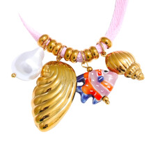 Bohemian Beaded Necklace Stainless Steel Weaving Rope Chain-5