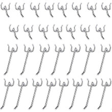 Pack of 30 metal hooks for perforated panels, simple 5cm hooks for garages, garden sheds and workshops.