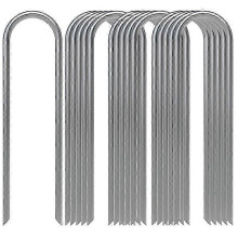 Garden stakes, galvanized steel rebar stakes, U-hooks, heavy-duty ground anchors for camping trampoline fencing, 10 pieces