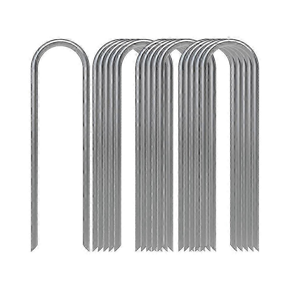 Garden stakes, galvanized steel rebar stakes, U-hooks, heavy-duty ground anchors for camping trampoline fencing, 10 pieces