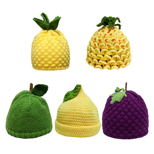 Strickmütze mit Obstmotiv,-Gelber Zitronenhut 1