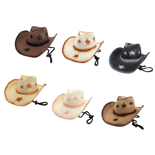 Multiuse Western Styles Sun Hat Breathable Straw Design-Black 1